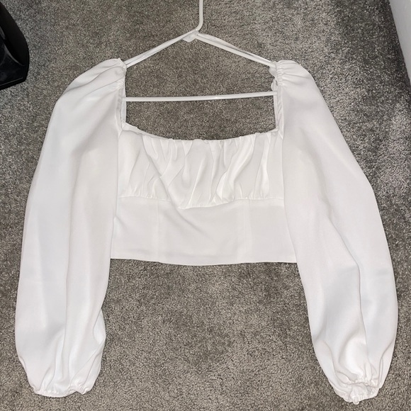 Princess Polly Tops - White princess poly long sleeve crop top!